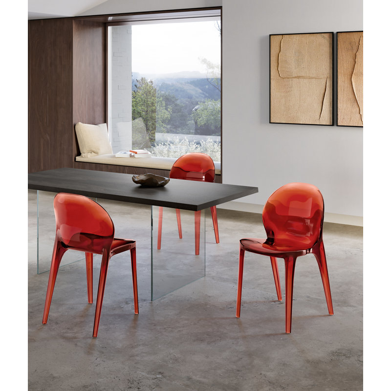 SET OF 4 POLYCARBONATE CHAIRS RUBY - RED, Red
