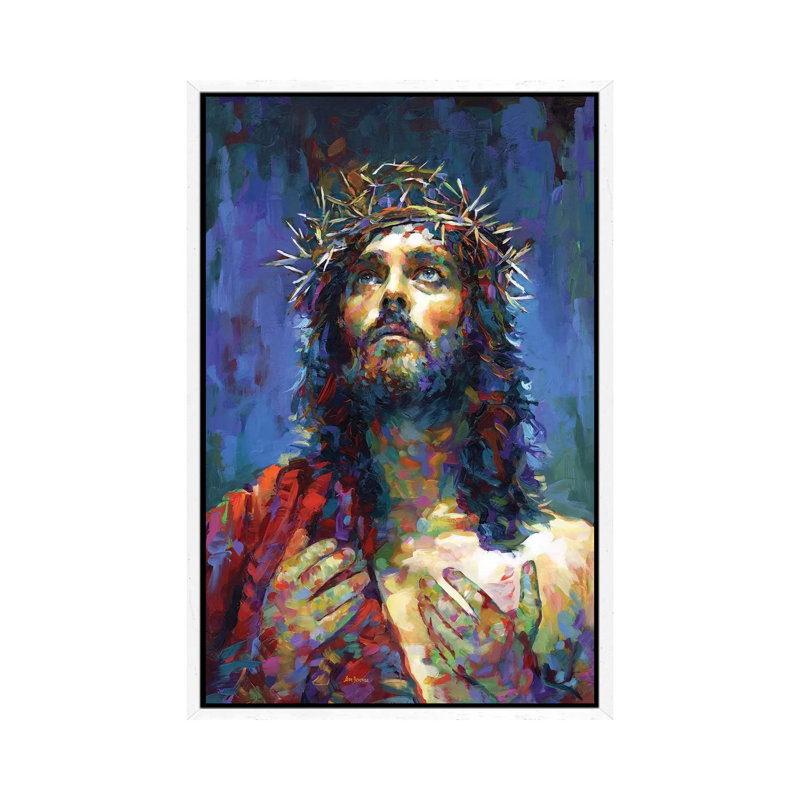 Jesus Christ by Leon Devenice - Painting on Canvas, 152.5 cm H x 101.5 cm W, White Framed Canvas