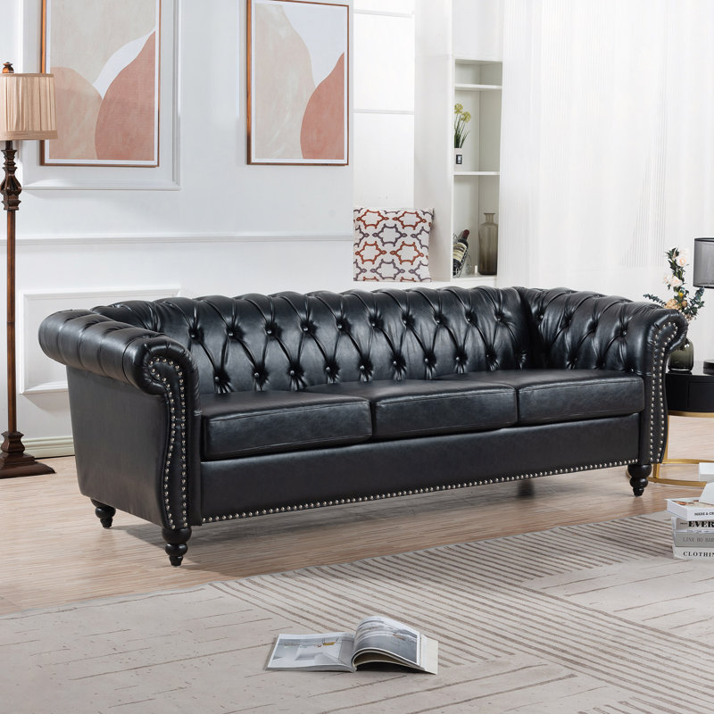 Canapé Chesterfield 84,65 po., Noir