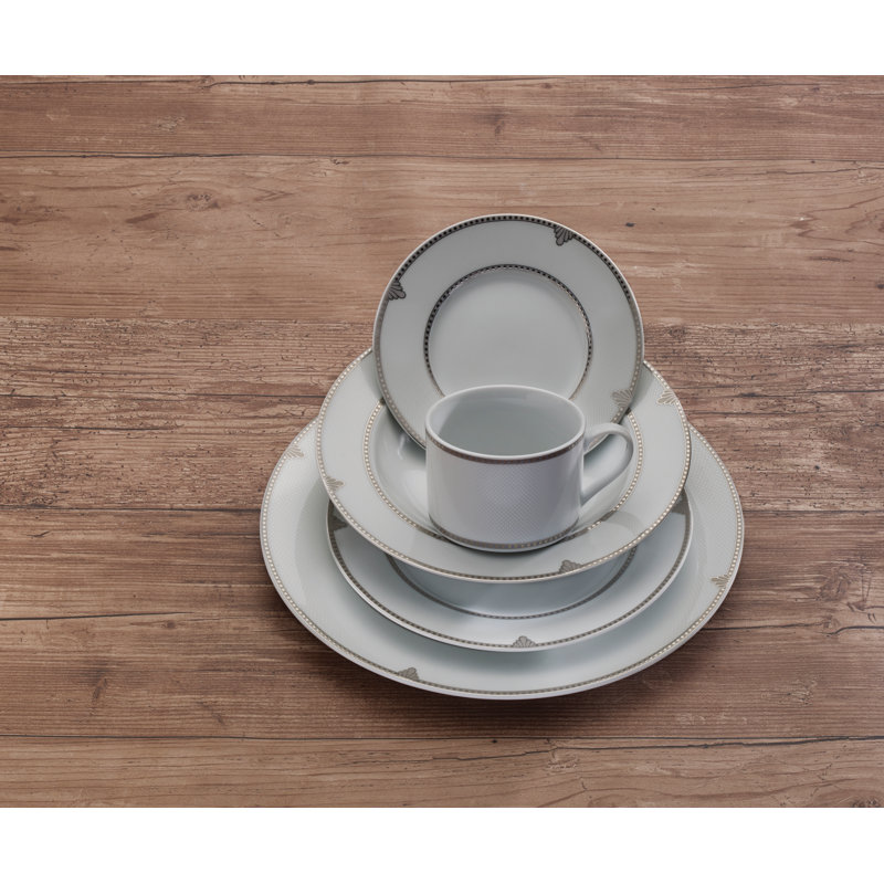 Regent Bead 40-Piece Porcelain Dinnerware Set, Service for 8