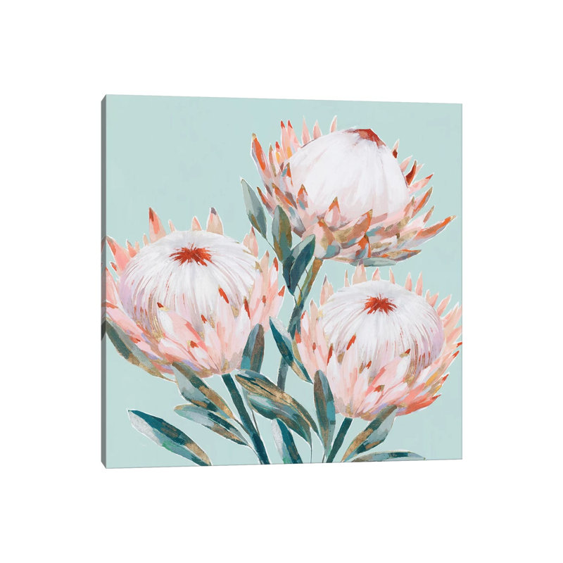 King Protea II Mint Version by Isabelle Z - Painting on Canvas, Wrapped Canvas, 45.72 cm H x 45.72 cm W x 3.175 cm D