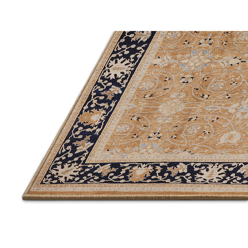 Tapis oriental bleu marine / brun clair Hayrenik, Rectangle 8 pi x 12 pi