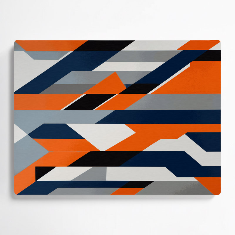 Geometric Abstraction 14 Grey Metal Wall Art, 12" H x 18" W