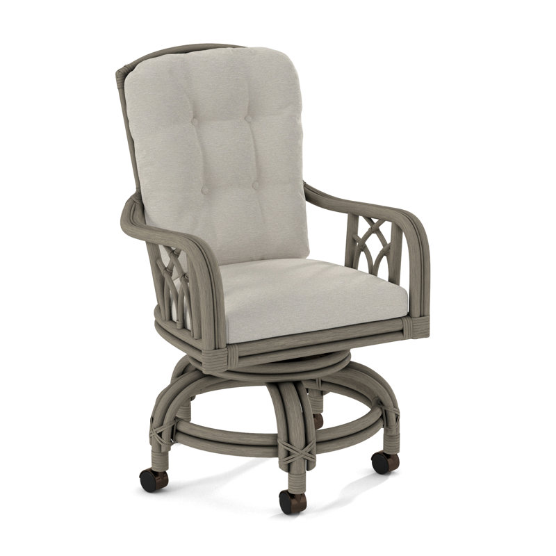 Edgewater Castered Arm Chair, White Performance Fabric; 0851-94, Stone Hearth