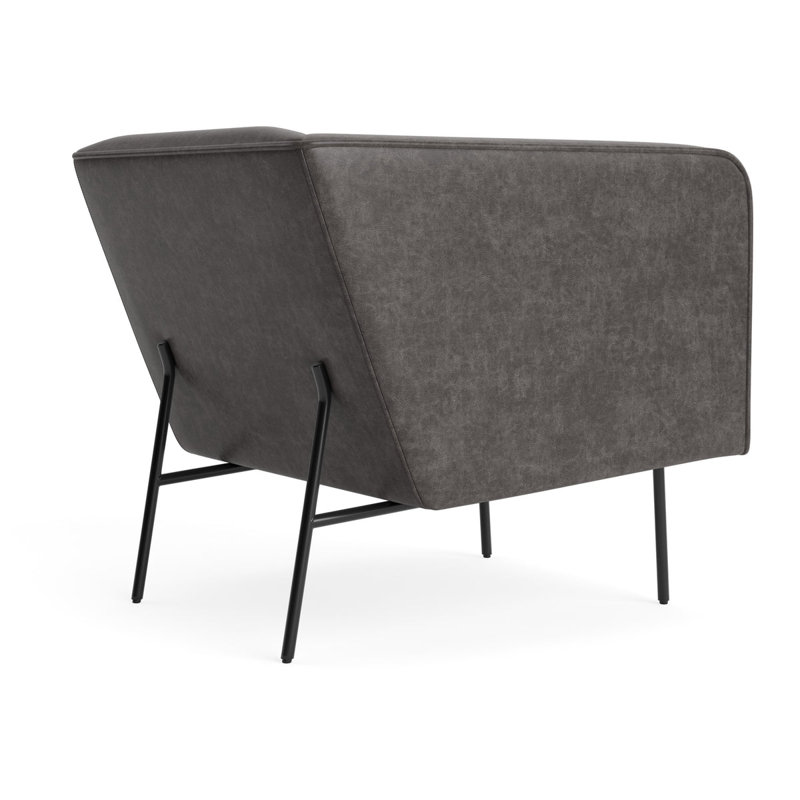 MTO - Chaise longue Dandy avec pieds noirs, Cuir ardoise
