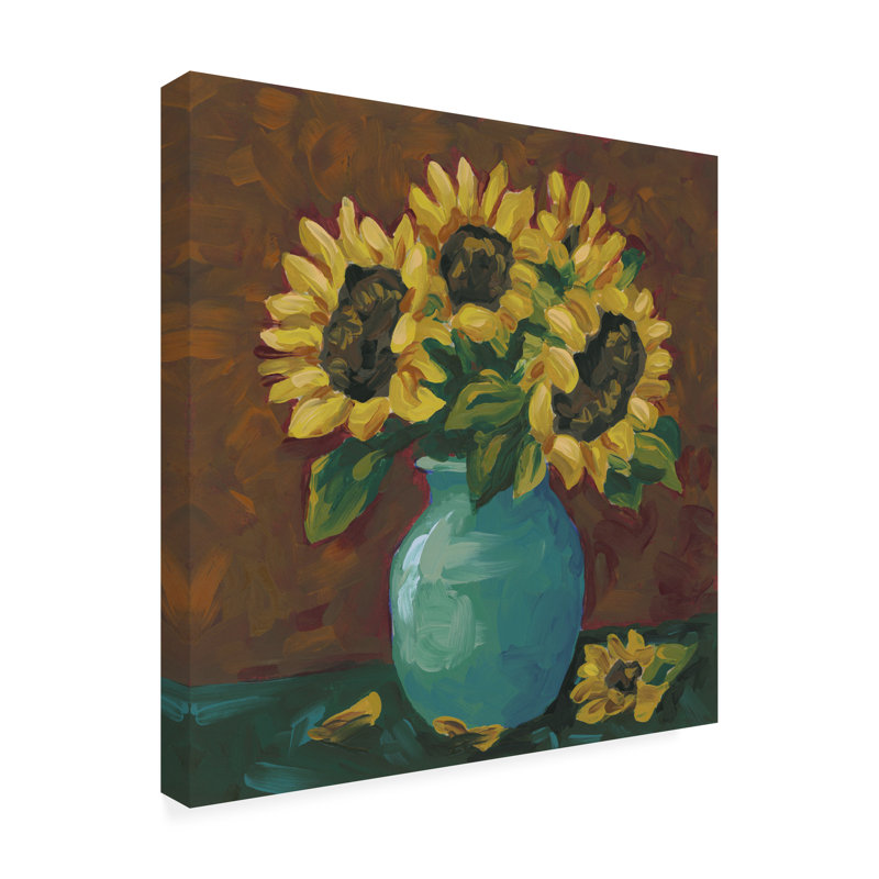 Art mural sur toile tendue - «Sunflower Romance II» de June Erica Vess pour décoration de salon, de chambre à coucher ou de bureau - 35 x 35