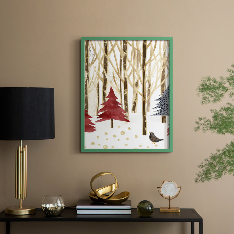 Christmas Holiday Art CDVII, reproduction d'art encadrée - bois massif, H 30 po x l 24 po, Vert