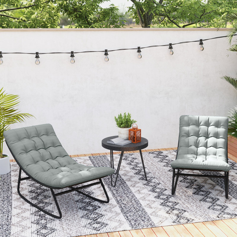 2 chaises berçantes de patio avec coussins 2 pièces