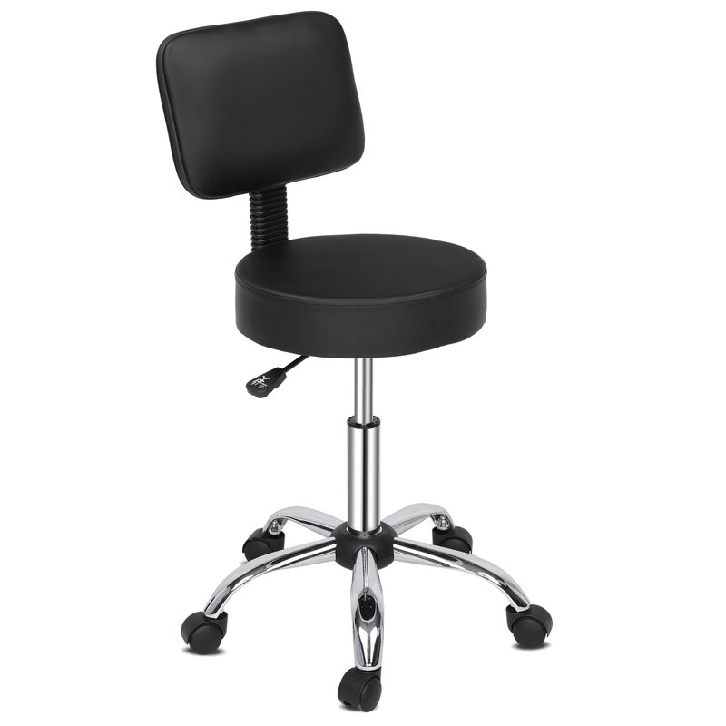 Backed Adjustable Height Ergonomic Lab Stool with Footring Wheels
