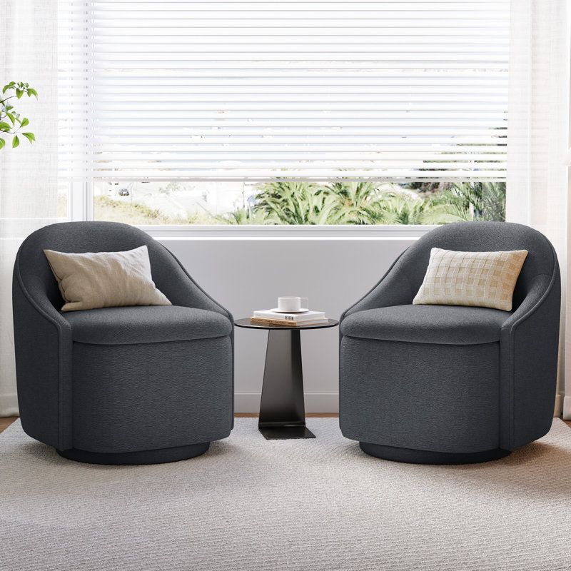 Chaise de salle à manger pivotante avec rangement en chenille Aimilia (ensemble de 4), 2, Chenille gris Verna
