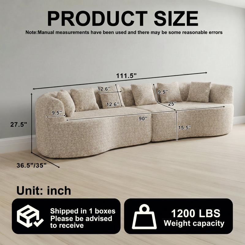 Canapé à compression modulaire Boneless, Kaki pâle, Chenille