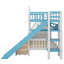 Lit superposé simple au-dessus de simple, lit superposé château avec 2 tiroirs, 3 tablettes et glissade, lit superposé en bois massif-1042665792-1042665807