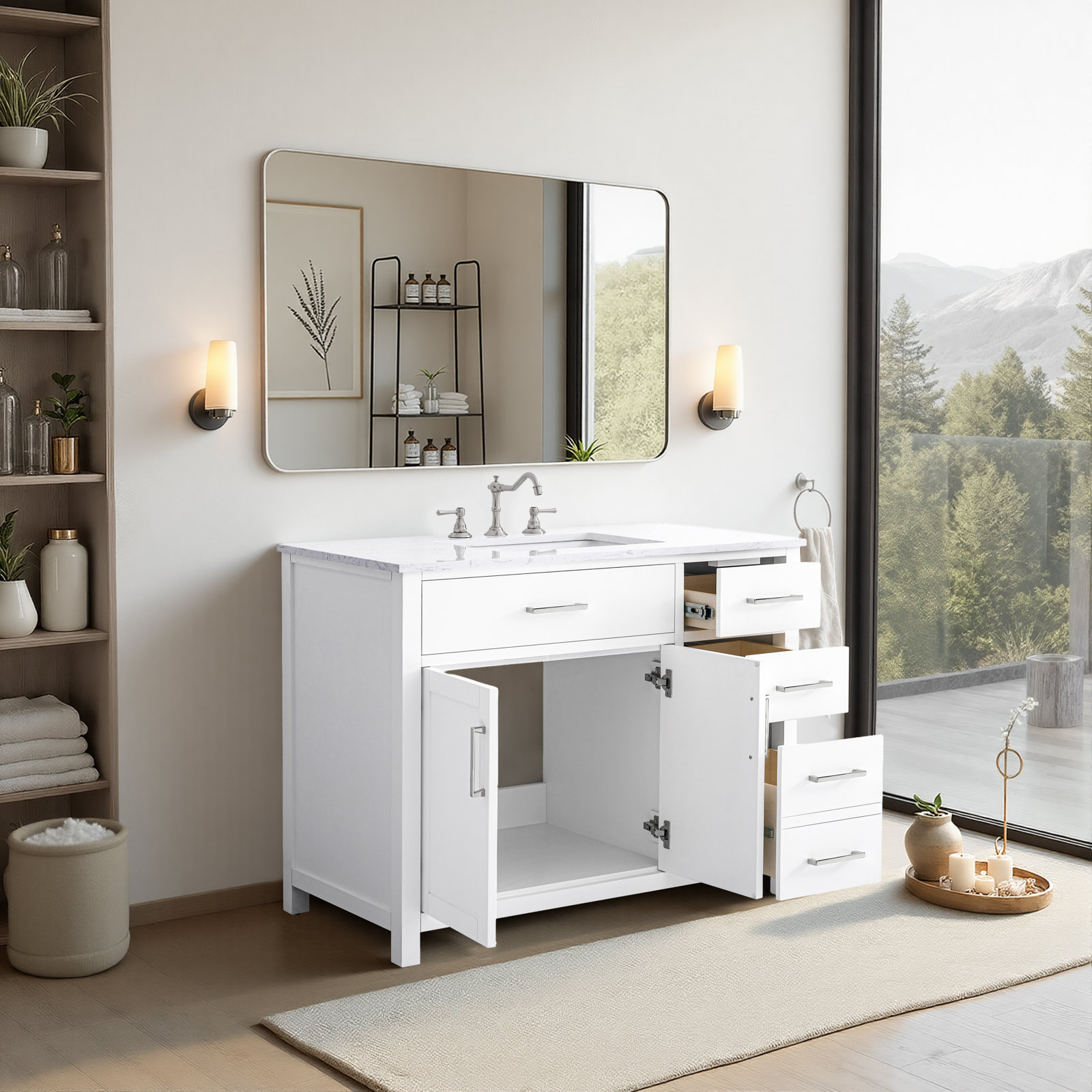 Shamar 42" Single Bathroom Vanity, White