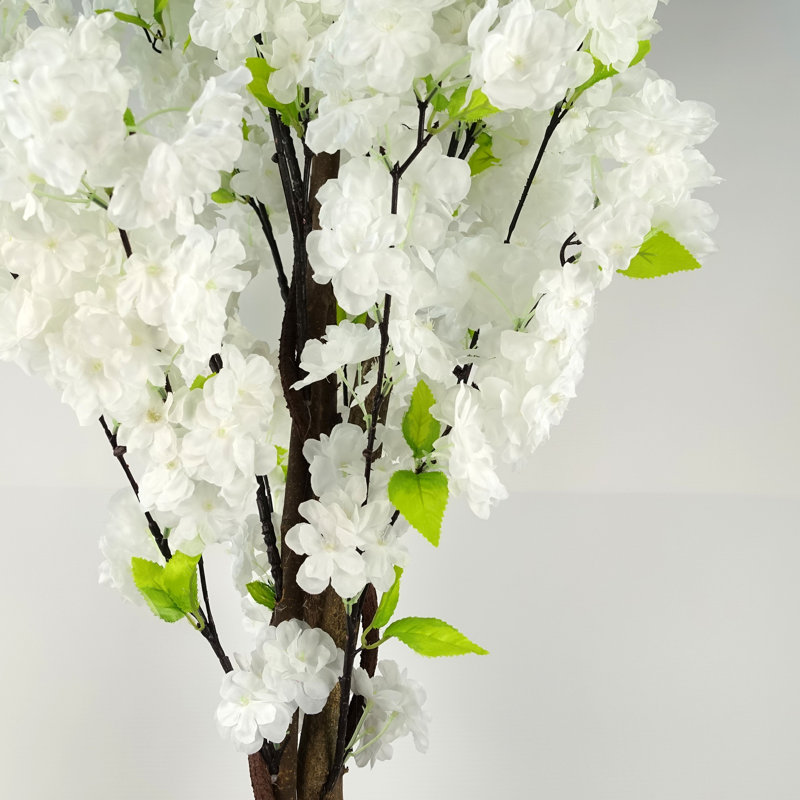 Plastic, Silk Artificial Arrangement in Planter, White