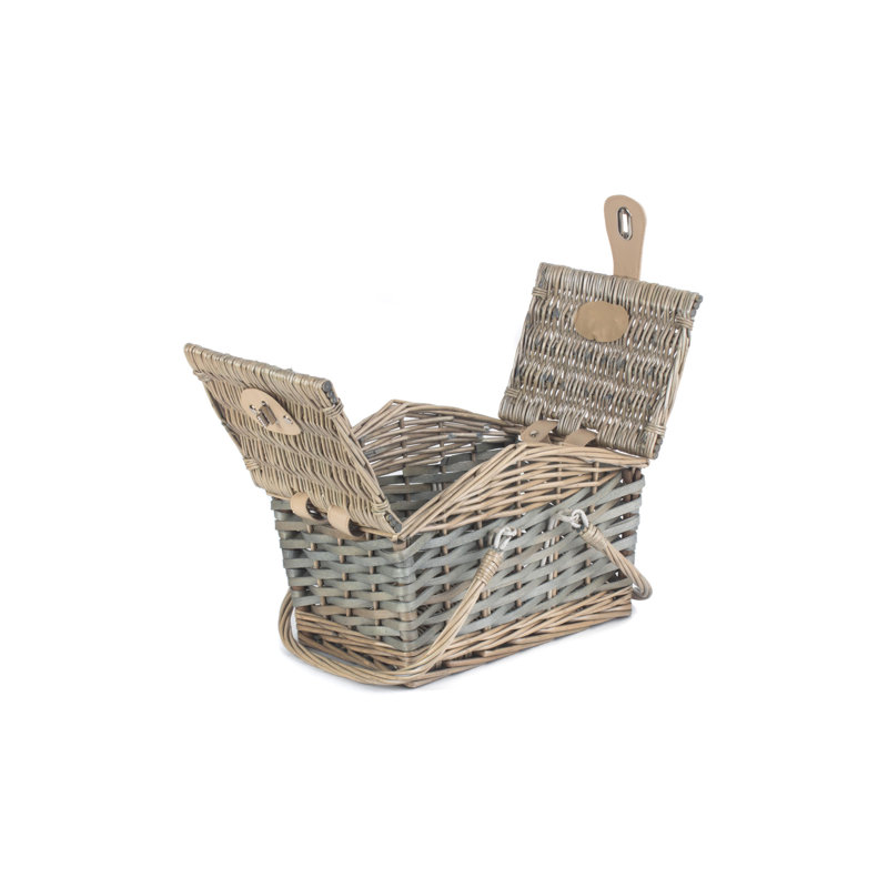 Wicker Antique Wash Swing Handle Hamper Basket