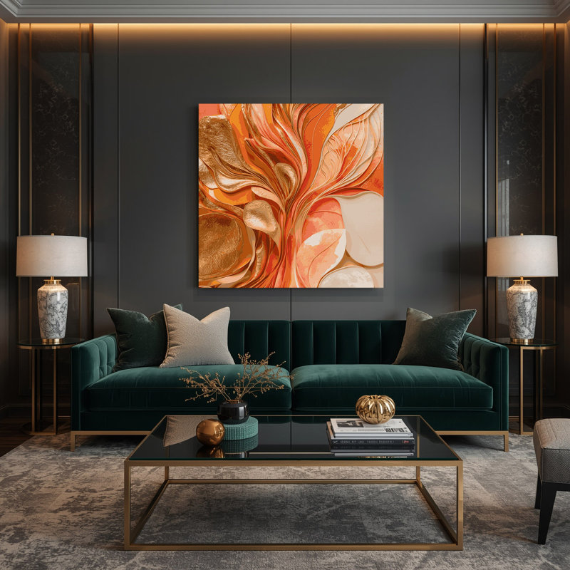 Abstrait aquarelle 74, art mural sur toile brune, H 12 po x l 12 po