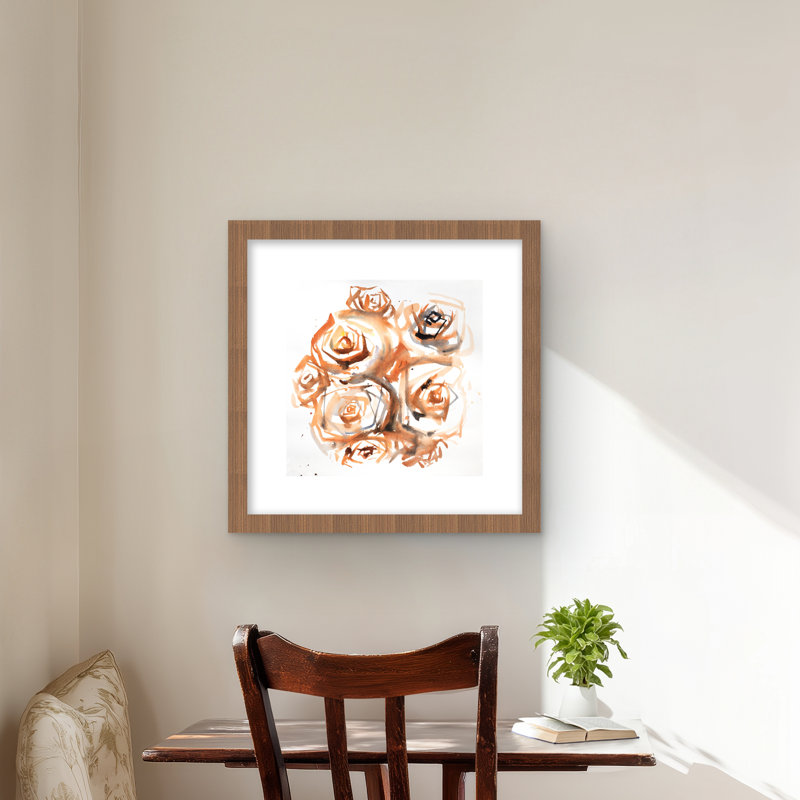 Sepia Style Abstract Roses Bundle - Brown Framed Print Decor