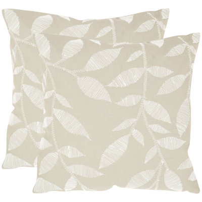 Embroidered Feather Reversible Throw Pillow