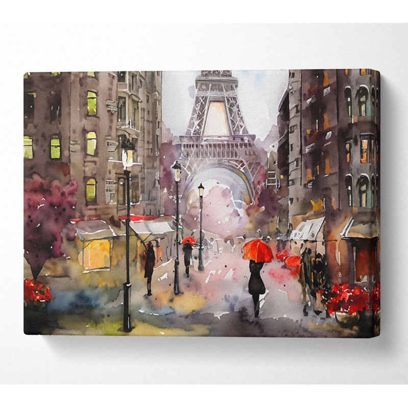 Eiffel Tower At Dusk - Wrapped Canvas Print, 66cm H x 106.6cm W x 10cm D