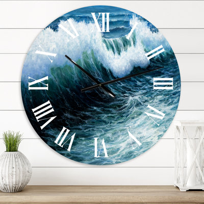 Storm Waves In The Ocean - Nautical & Coastal Wall Clock