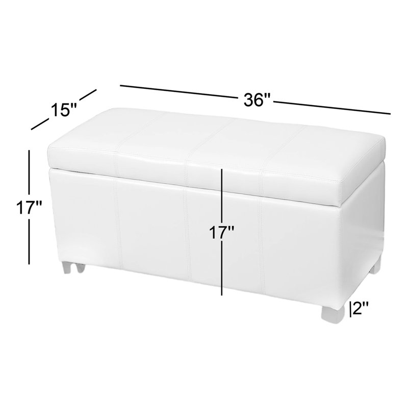 Santoro Faux Leather Upholstered Storage Bench, Ivory