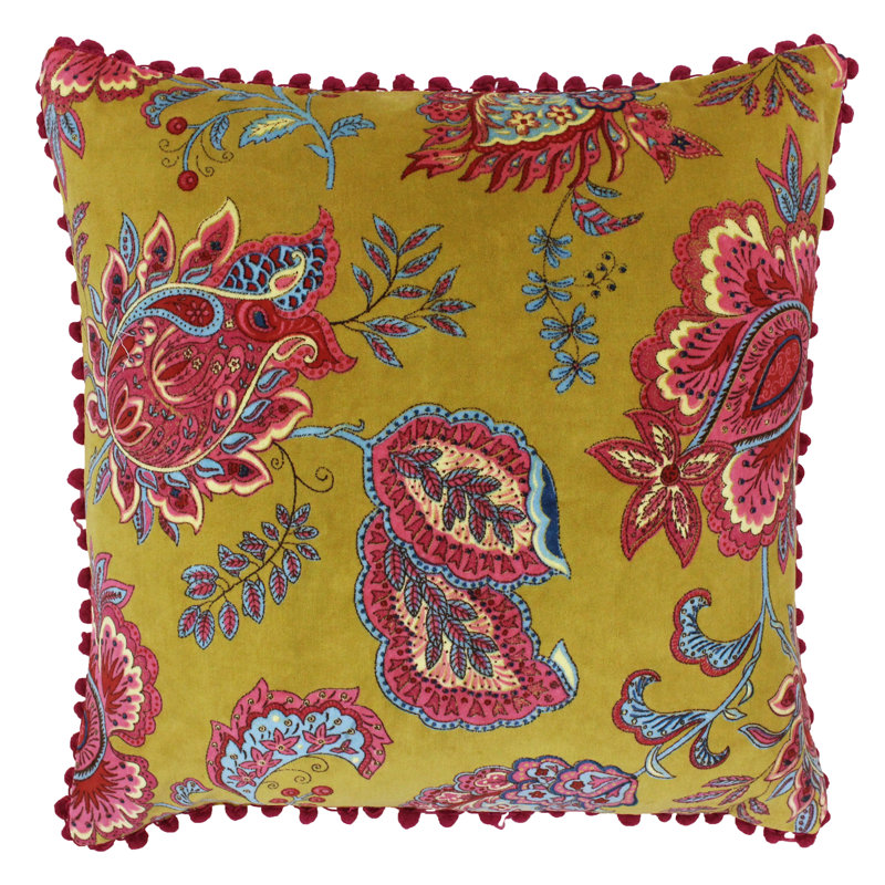 Malisa Paisley Square Pillow Cover, Lemon Curry