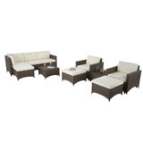 Studio Shine Collection Modular Sectional Sofa, 2 Armchairs with Ottoman and Coffee Table