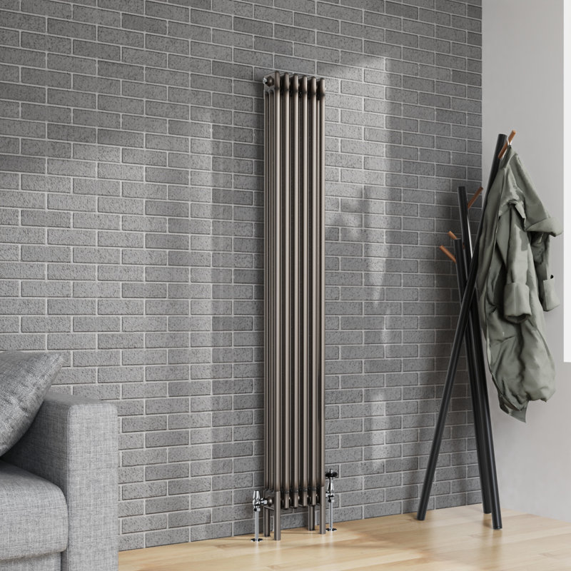 Duarte Vertical Traditional 3 Column Radiator Raw Metal, 180cm H x 29cm W x 10cm D