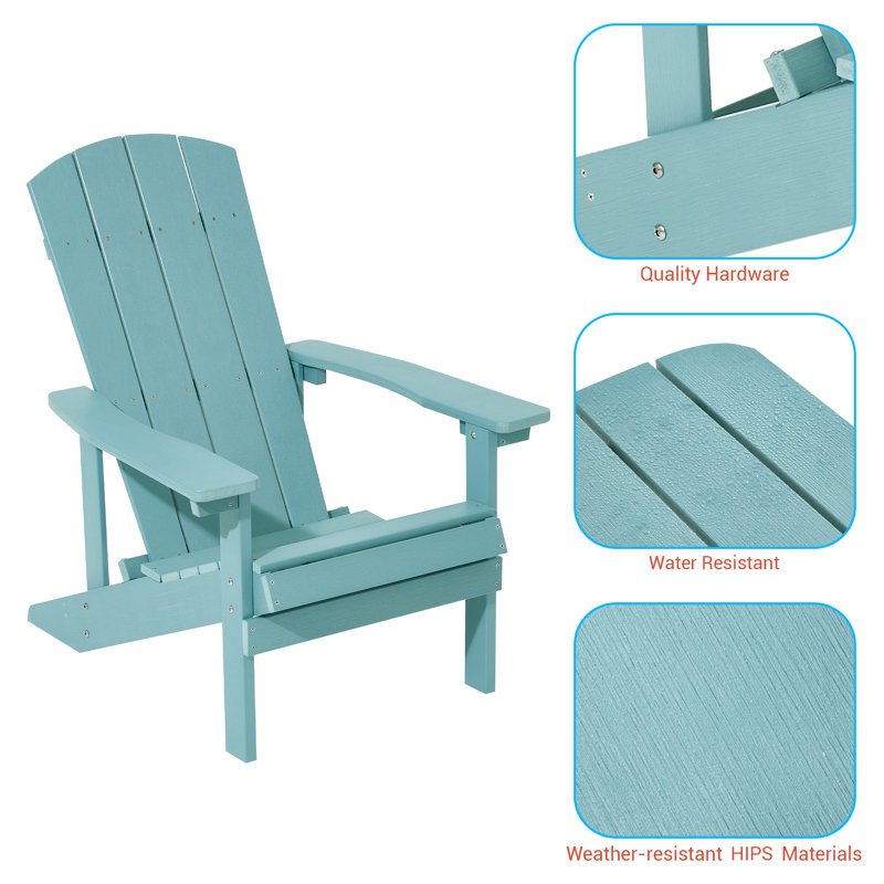 Chaise Adirondack en plastique Lall, Bleu lac