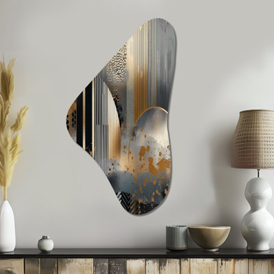 Shapes And Lines Abstract Marble IV - Abstract Marble Boomerang Shape Irregular Metal Wall Decor