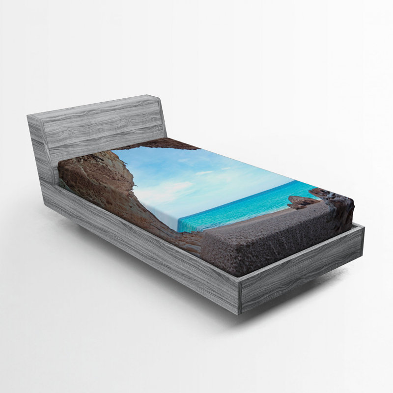 Drap-housse motif cachemire naturel cave, Grand