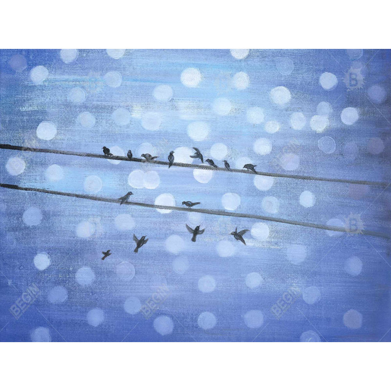 Oiseaux sur un ciel bleu scintillant - décor de toile de salon pittoresque