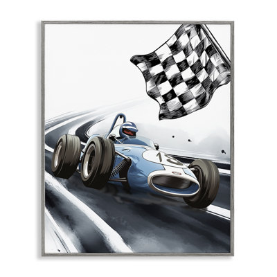 Dynamic Racecar Driving Framed Giclee, design by Christine Simpson Art