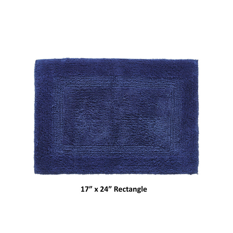 Rozanne Reversible Cotton Bath Rug, 17" x 24" Rectangle, Navy