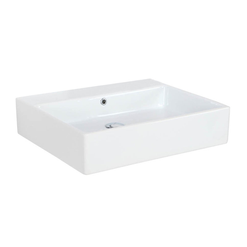 Simple 23.6'' L Bathroom Sink, No Hole, Glossy White