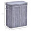 HOMCOM 100L Natural Wood Laundry Basket A Compartment w/ Flip Lid Grey-2027225607-2027225606