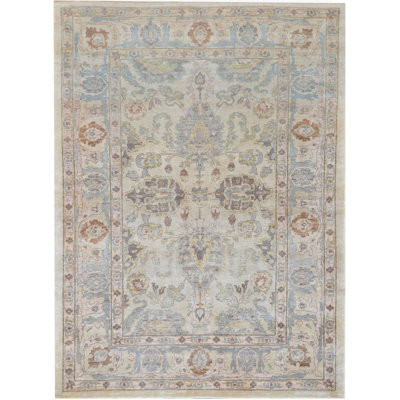 Tapis unique ivoire / gris / bleu de 6 pi x 8 pi 3 po