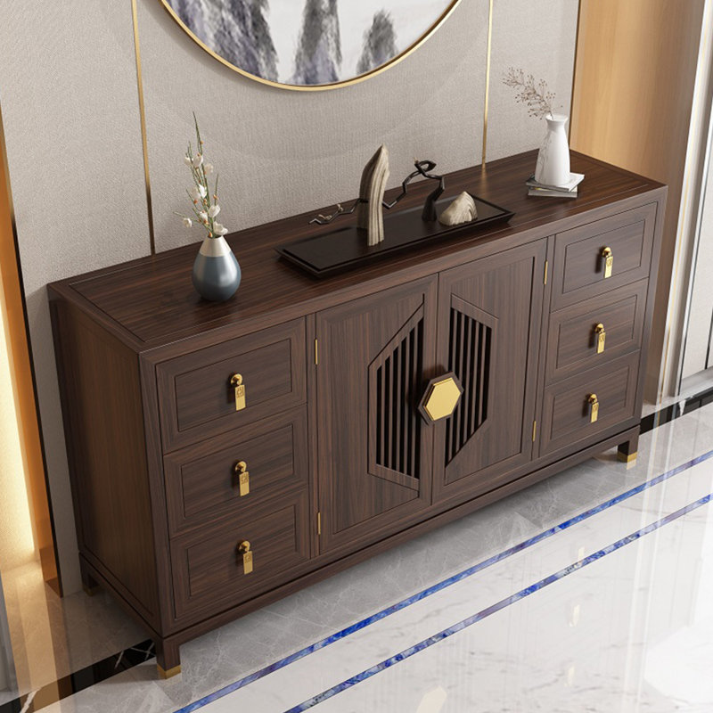 Buffet rétro de style chinois, H 35,4 po x l 47,2 po x P 15,7 po