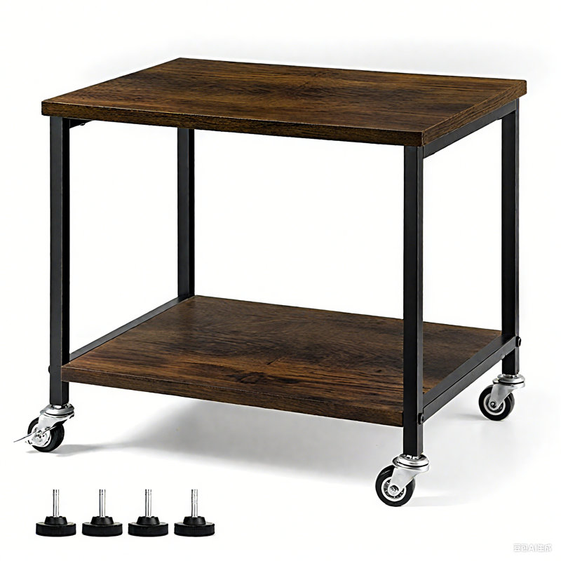 Double-Layer Rolling Printer Stand Brown