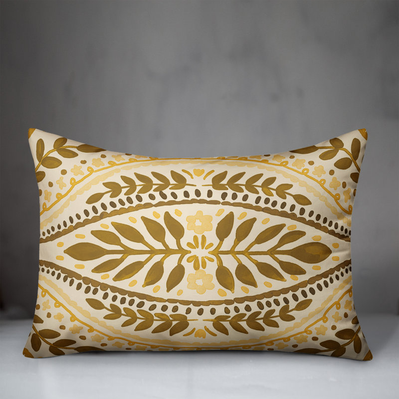 Outdoor Reversible Throw Pillow, Yellow, Floral 3
