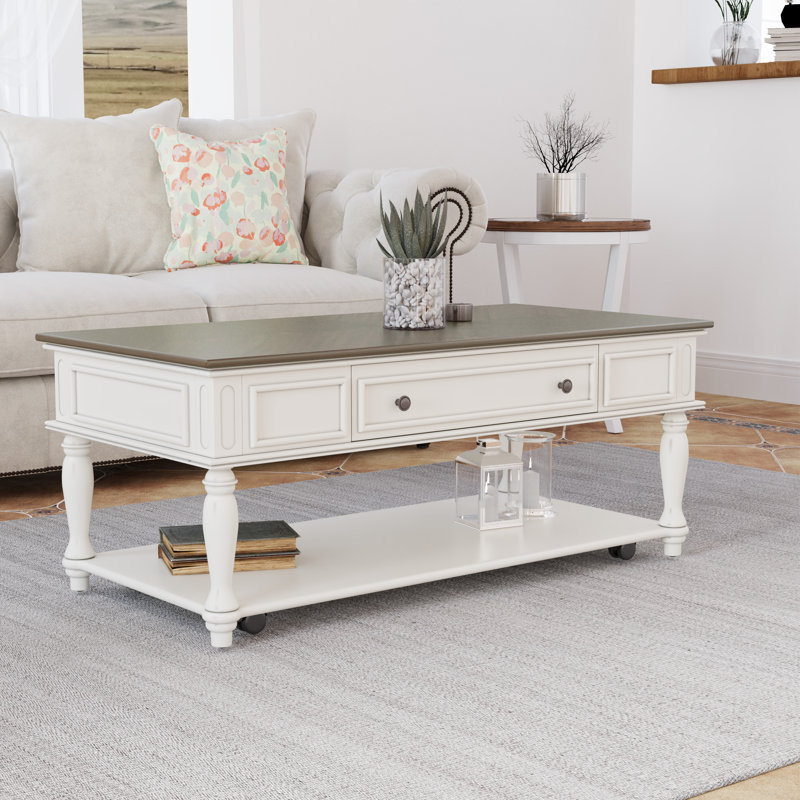 Table basse Farmhouse avec un tiroir, Brun, Beige