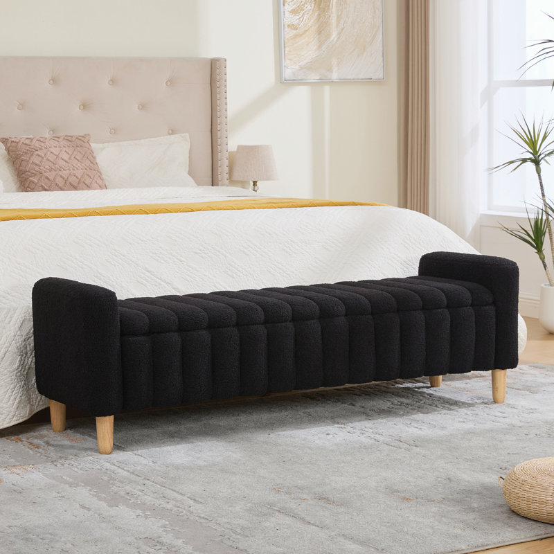 Banc de bout rembourré de 63,3 po de largeur, Black, Noir