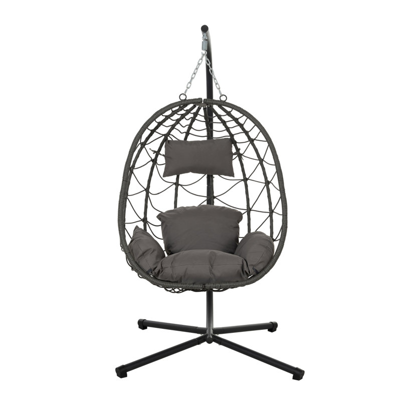 Egg Chair With Stand Indoor Outdoor Swing Chair Patio Wicker Hanging Egg Chair Hanging Basket Chair With Stand For Bedroom Living Room Balcony