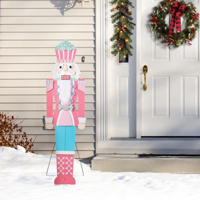 60"H Christmas Pink Nutcracker Porch Decor (KD)
