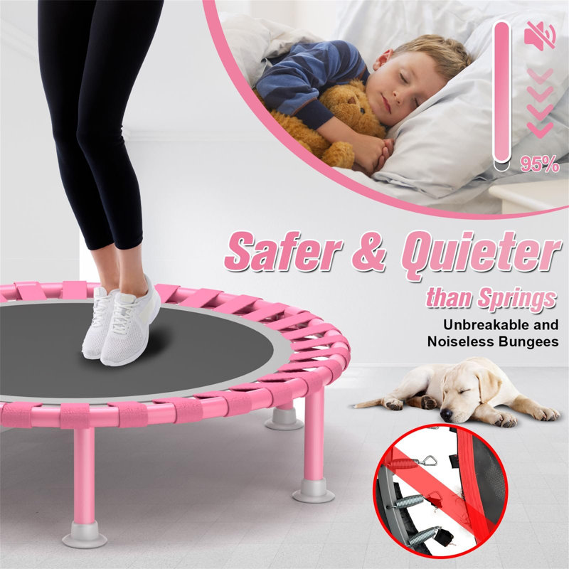 Wekli 101.6cm Round Fitness Trampoline with Handlebar