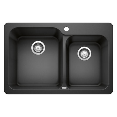 Évier de cuisine à double cuve encastrable / sous-comptoir avec crépine L 32 po x l 21 po Vision SILGRANIT