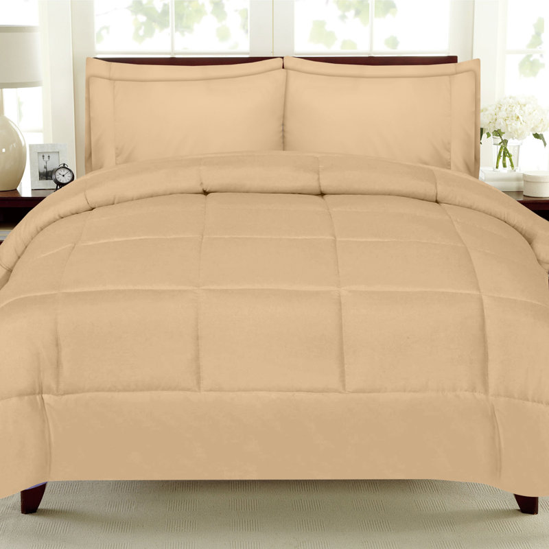 Full Camel Microfiber Down Alternative Bed in a Bag Set