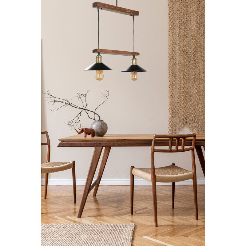 Lustre industriel industriel, structure en bois avec capuchon en métal, 17,7 po de diamètre x 31,5 po de hauteur | Hauteur réglable | Douille E27, 40 W maximum, peinture électrostatique séchée au four | Parfait pour un décor champêtre et moderne