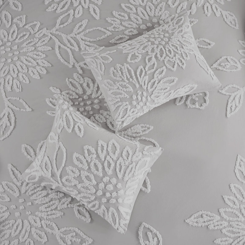 Ensemble d'édredon en coton , Gris chaud / blanc, Édredon très grand / très grand californien + 2