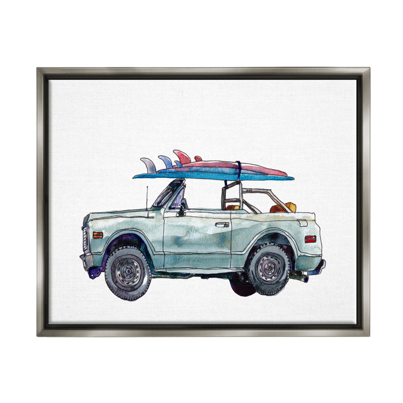 " Retro Beach Cruiser With Surfboard Minimal Illustration Canvas Wall Art " by Paul Mccreery, 17" H x 21" W x 1.7" D